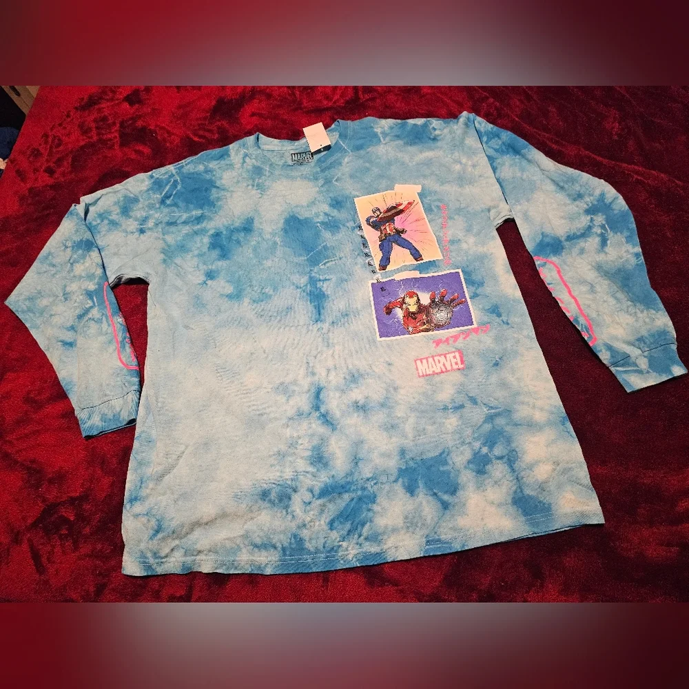 Marvel Blue Tie-Dye Long Sleeve Shirt